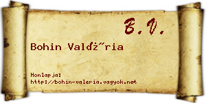 Bohin Valéria névjegykártya
